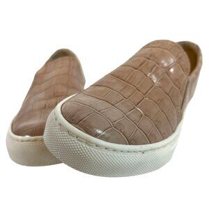 L.K. Bennett London Nude Croc women's Size 6 Slip-On Leather Sneakers Italy Made